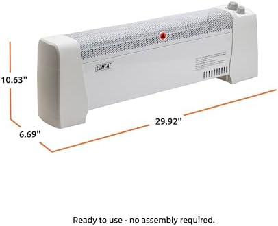 EZ-HEAT 1500W Baseboard Space Heater with Thermostat Dent-Proof Panels Safety Features
