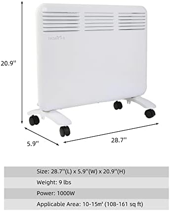 Clarfey 1000W Convection Panel Space Heater with 3 Modes and Overheat Protection 1