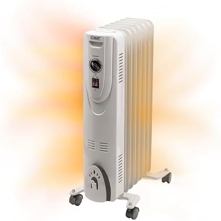 EZ-HEAT Oil-Filled Space Heater with Adjustable Thermostat and Safety Features