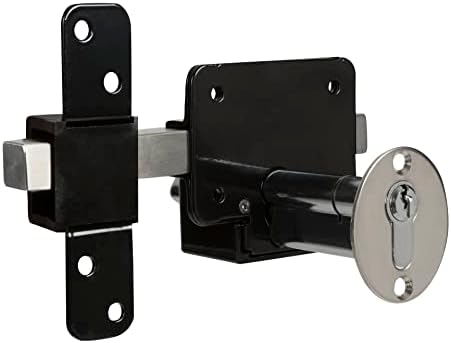GateMate Long Throw Gate Lock 1490086 - 316 Stainless Steel Black 5 Keys