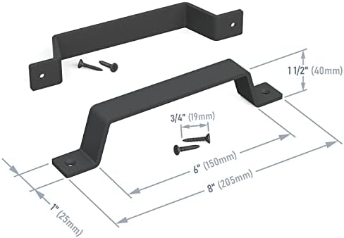 Tibres 8 Barn Door Handles Set of 2 - Black