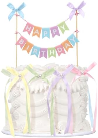 Honeydak 11 Pcs Bow Ribbon Cake Topper Set