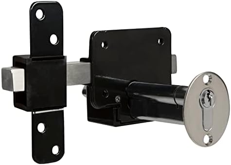 GateMate Long Throw Lock 1490096 316 Stainless Steel Black 5 Keys