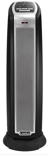 Lasko 1500 Watt Oscillating Tower Heater with Remote and Timer Silver