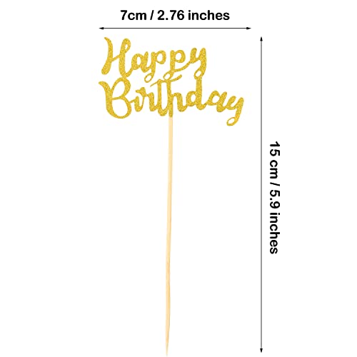 Boao 64 Pieces Birthday Cupcake Toppers with Glitter