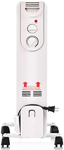 GOFLAME 1500W Oil Filled Radiator Heater with Wheels and Adjustable Thermostat