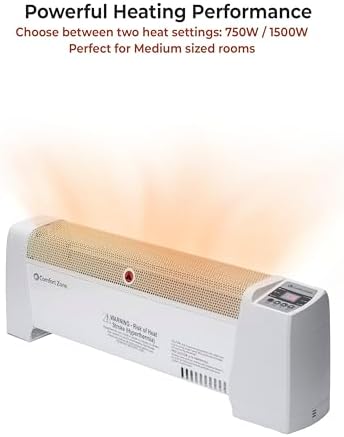 Comfort Zone 1500W Electric Space Heater White