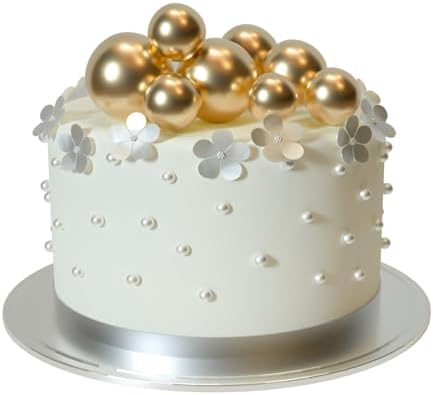 ASTARON 20 Pcs Gold Ball Cake Topper Decorations