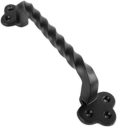 Iron Valley 9 Twist Clover Barn Door Pull Handle - Solid Cast Iron