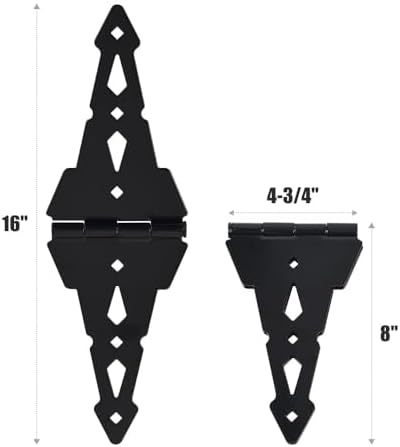 HOME MASTER HARDWARE 8 Inch Gate Hinges 6 Pack Black