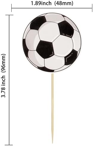36Pcs Soccer Ball Cupcake Toppers for Sports Birthday Party