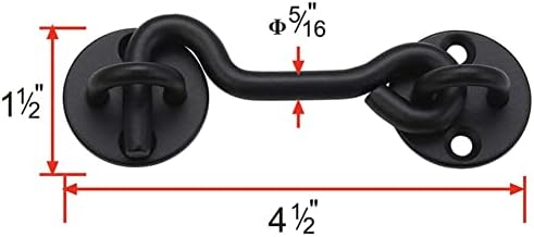 Raswik 4 Privacy Hook and Eye Gate Latch Black