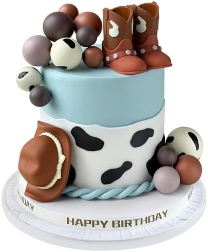 Zafena 16PCS Cowboy Cake Topper Set Brown 1