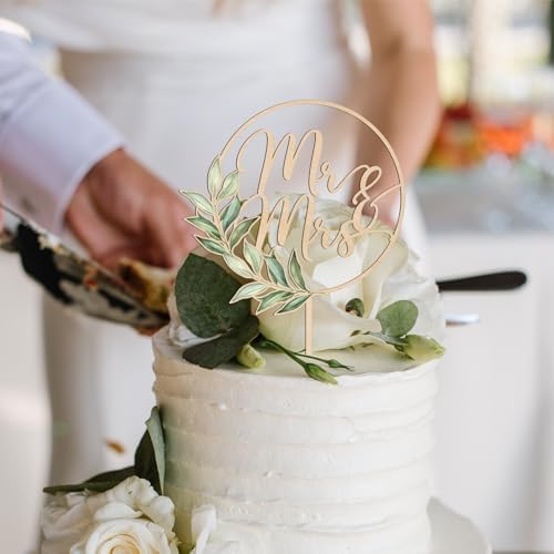Mr Mrs Cake Topper Wood Greeny Design Wedding