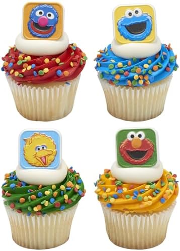 Sesame Street Cupcake Rings 24 Pack - Elmo Big Bird Cookie Monster Grover