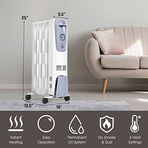 Tangkula 1500W Oil Filled Radiator Heater with 3 Settings 1
