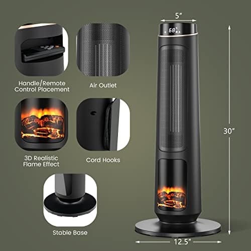 COSTWAY 1500W PTC Ceramic Heater with Remote Control
