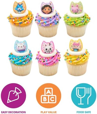 DecoPac DreamWorks Gabbys Dollhouse Cupcake Rings - 24 Pack