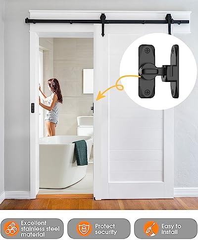YogePote 90180 Degree Barn Door Lock - 1Pc Black