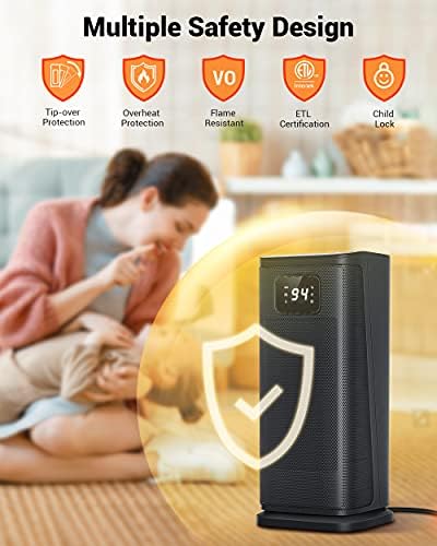 KopBeau 1500W Oscillating Space Heater with Thermostat and Remote 1