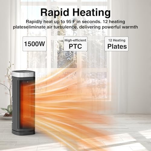 WINHL 1500W Electric Space Heater with Remote and Thermostat