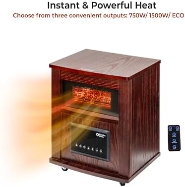 Comfort Zone Wood Cabinet Space Heater with Remote Control