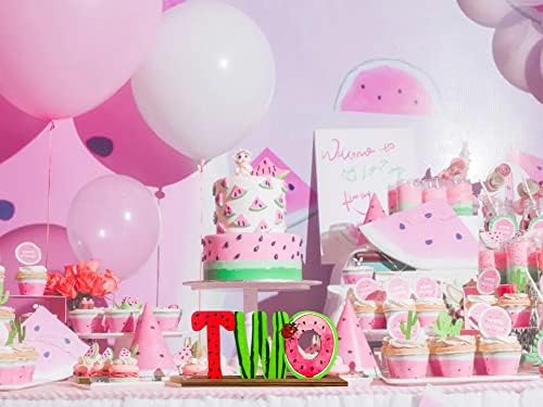 Watermelon TWO Letter Sign Wooden Table Centerpiece