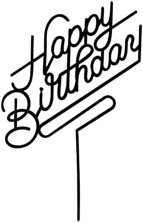 Happy Birthday Cake Topper Acrylic Black