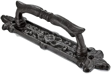 INIRET 2-Pack 89 Barn Door Handles Dark Brown Cast Iron Rustic