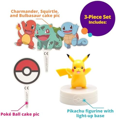 DecoSet Pokmon Light Up Pikachu Cake Topper 3-Piece Set