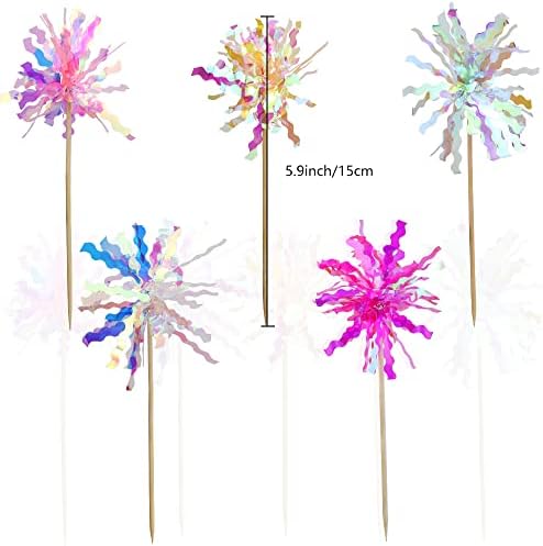 10 Pcs Foil Firework Cake Toppers Sparkle Decor