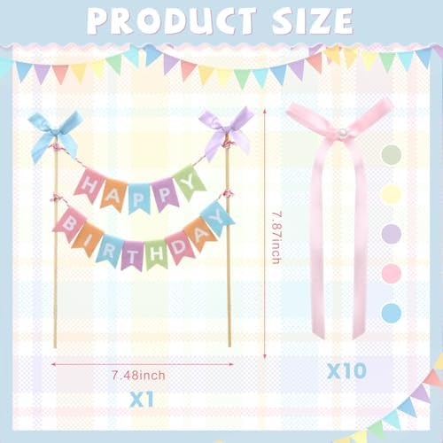 Honeydak 11 Pcs Bow Ribbon Cake Topper Set