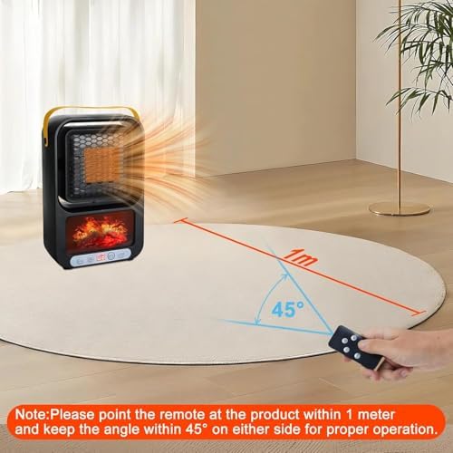 Tenhitoys 700W Electric Fireplace Heater with Realistic 3D Flame