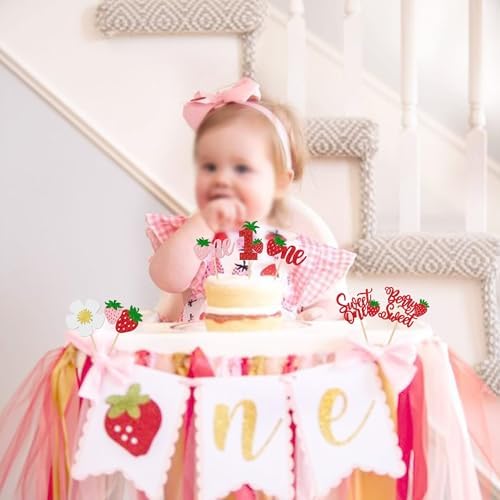 ZHUOWEISM 30 PCS Strawberry Cupcake Toppers Decorations