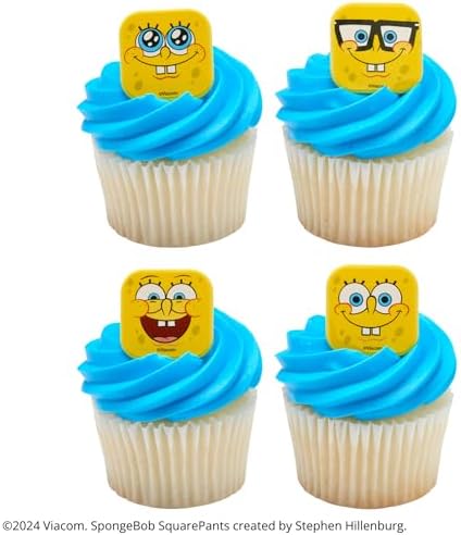 DecoPac SpongeBob SquarePants Mood Faces Cupcake Rings - 24 Pack