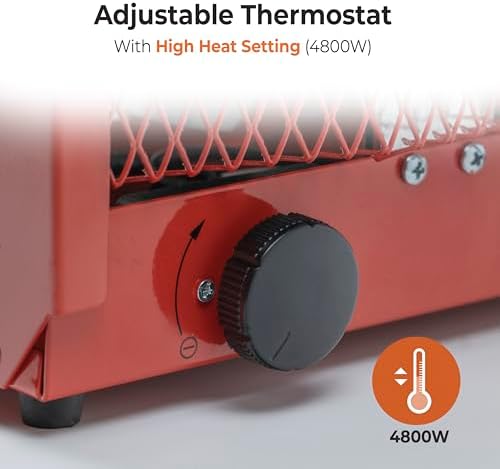 Comfort Zone 4800W Electric Space Heater with Thermostat and Carry Handle