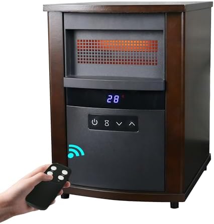 Elevon 1500W Infrared Wood Cabinet Space Heater with Remote Control