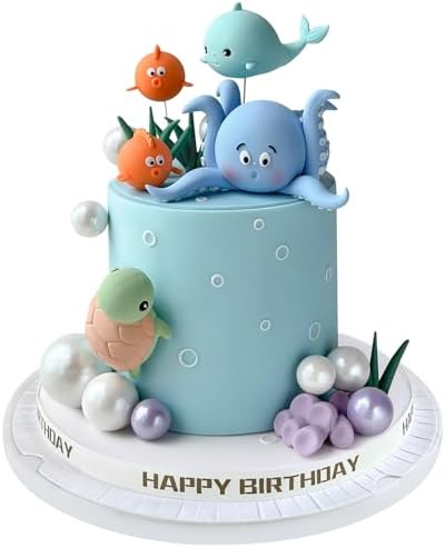 Zafena 17 PCS Ocean Animals Cake Decorations Set