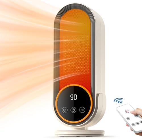 Cinbasr Space Heater - 1200W PTC Ceramic Rapid Heating with Remote Control