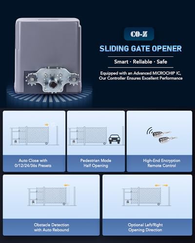 CO-Z 1400lb Sliding Gate Opener with 2 Remotes 1
