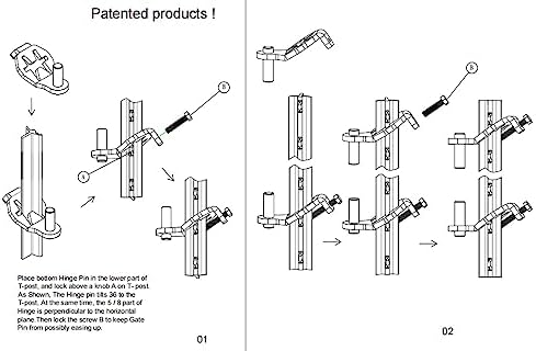 MY RUSTIC T-Post Gate Hinge Pins - Patent Heavy Duty Easy Install