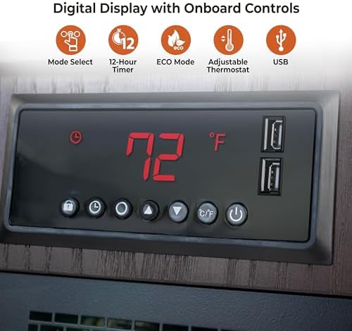 Comfort Zone Indoor Space Heater with Remote and USB Charging