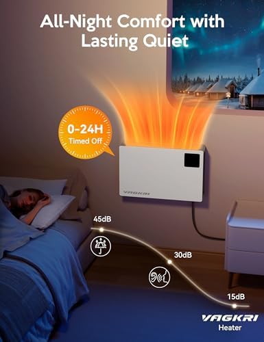 VAGKRI Quiet 1500W Wall Heater with Remote