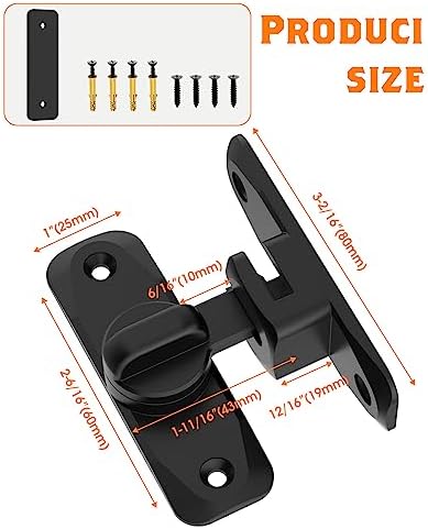YogePote 90180 Degree Barn Door Lock - 1Pc Black