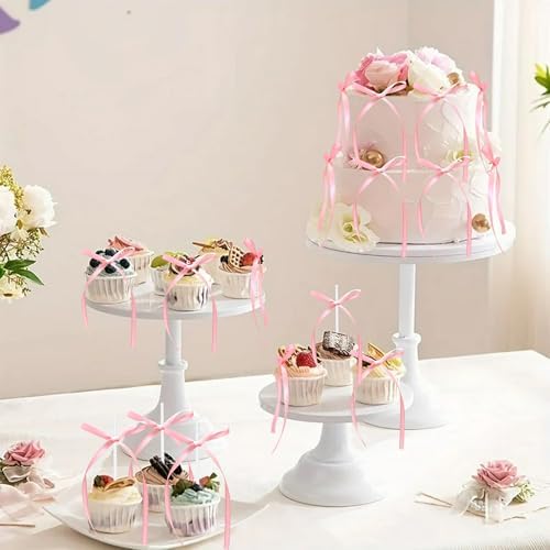 Gyufise 30Pcs Bowknot Cake Toppers Pink