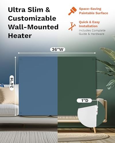 Amaze Heater 600W Convection Panel Wall Mount for Large Rooms