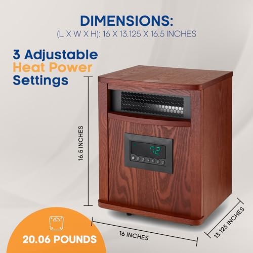 LIFESMART GLOBAL 6 Element Space Heater with Remote - Brown