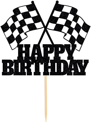 Race Car Checkered Flag BirthdayCake Topper