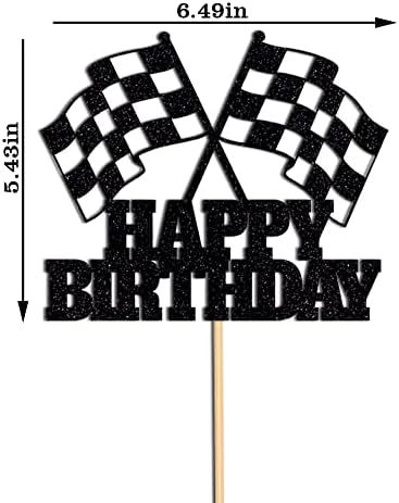 Race Car Checkered Flag BirthdayCake Topper