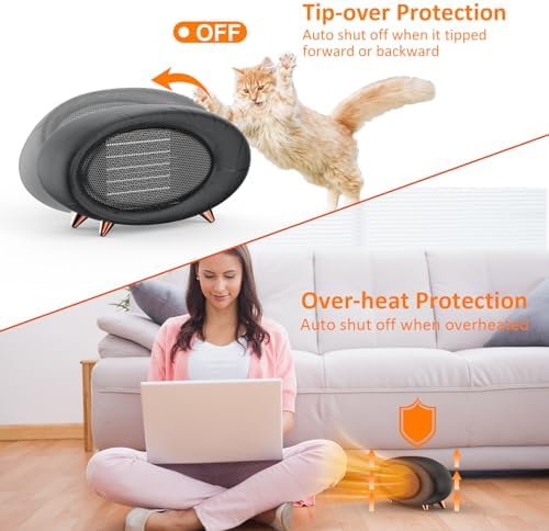 PRSOOY Electric Desk Heater 600W PTC Ceramic Heating